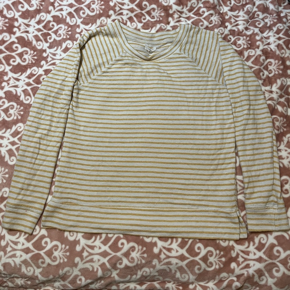 White with yellow stripe long sleeve shirt